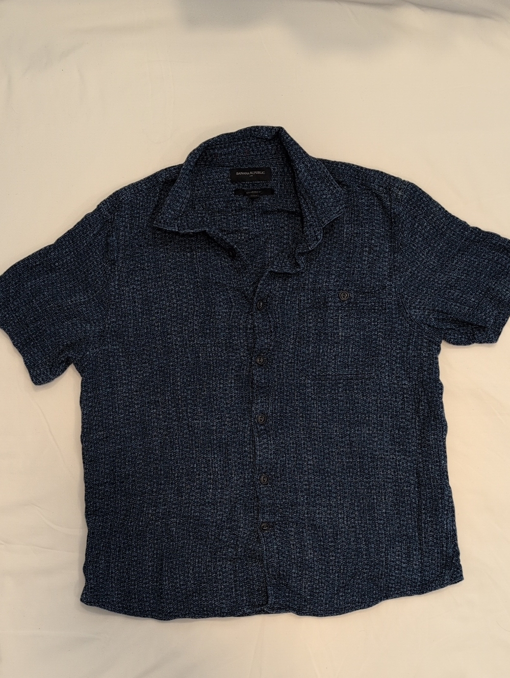 Banana Republic Factory Men's Short-Sleeve Button-Down Shirt - Dark Blue